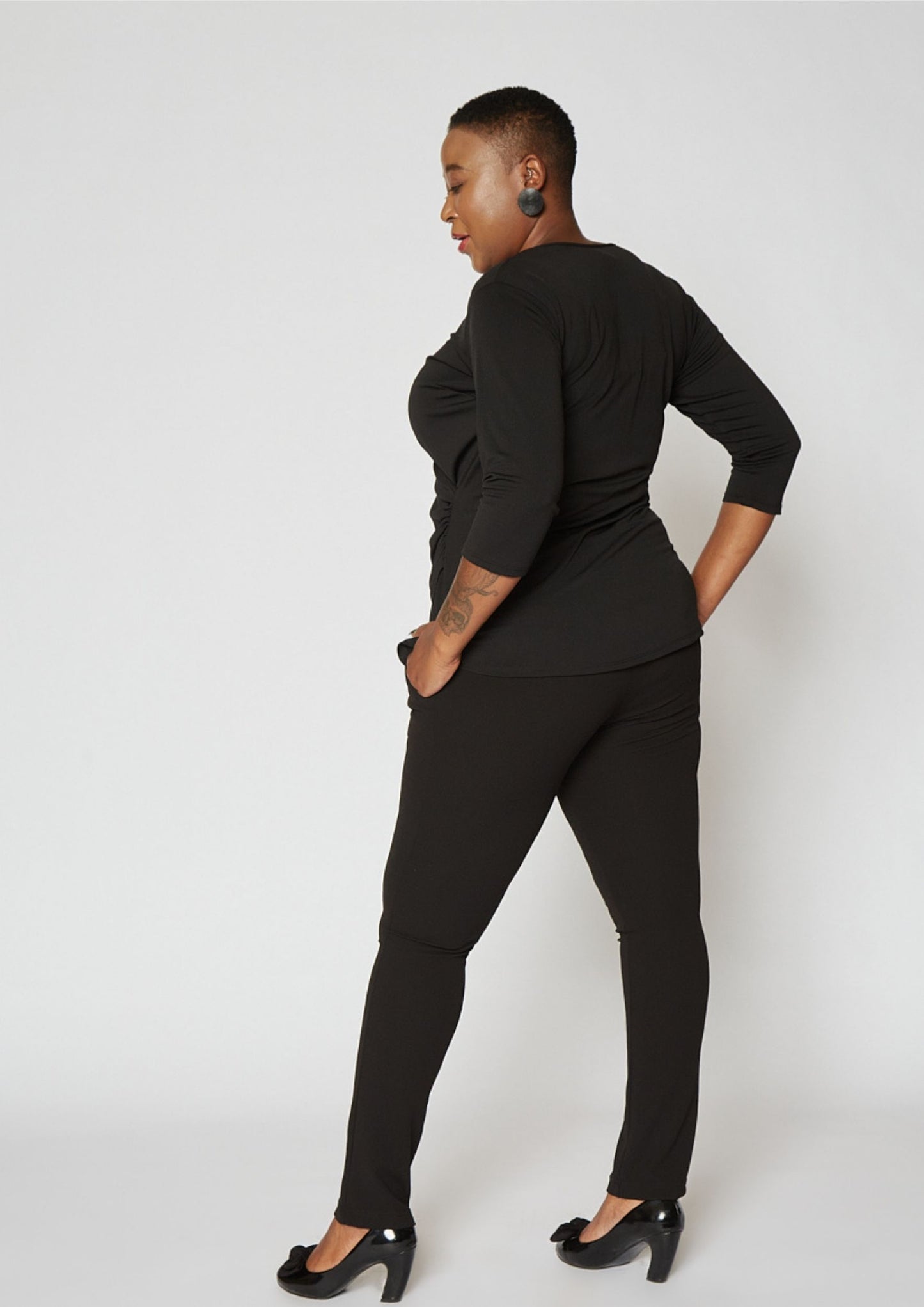 WRAP TOP AND CIGGIE TROUSERS