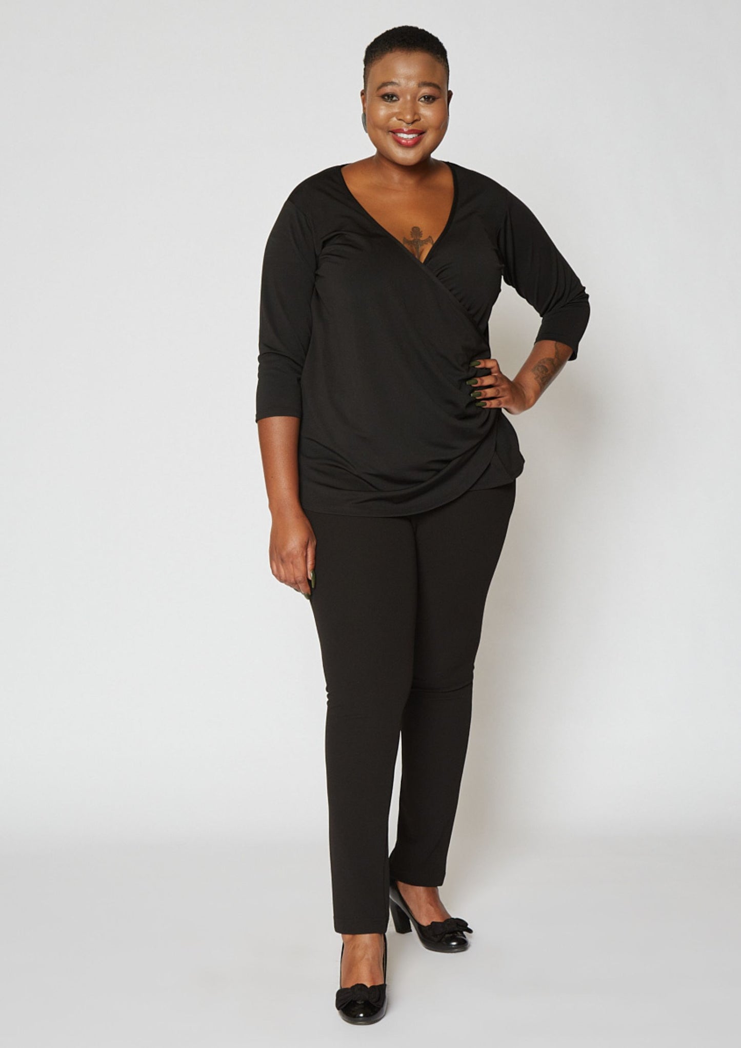 WRAP TOP AND CIGGIE TROUSERS